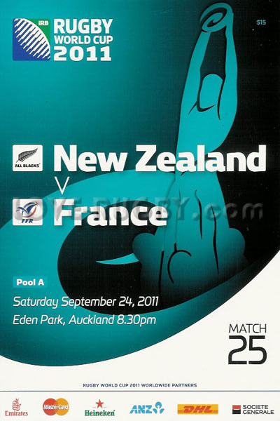 2011 New Zealand v France  Rugby Programme